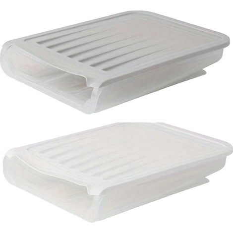 Boîte à œufs automatique à roulettes pour réfrigérateur, panier à œufs gris et blanc (1/5)