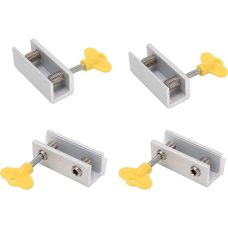 Lot de 4 verrous de fenêtre coulissante en aluminium et acier inoxydable, bloqueur de sécurité réglable avec clé pour fenêtres verticales et horizontales (1/5)