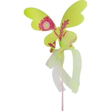 Farfalla pasquale in legno su stecchino, 50 cm - Verde/Celadon (1/2)