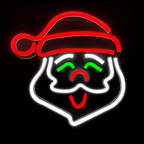 Panneau lumineux LED de Noël Père Noël, néon, pour Halloween, fournitures de fête de Noël Label (1/3)