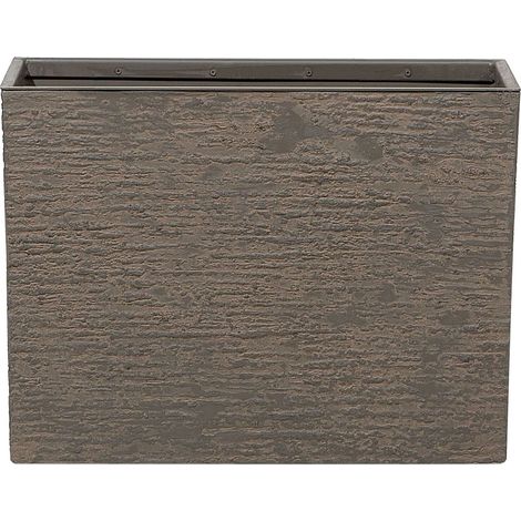 Vaso in Pietra e Resina Marrone Scuro Rettangolare 25 x 60 x 45 cm Edessa