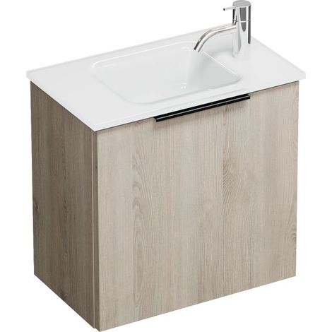 Burg Eqio Glas-WT+WT-Unterschrank Eiche D.Flanelle/Weiß GR0200