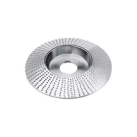Holzschnitzscheibe für Winkelschleifer - zum Formen, Schleifen und Schneiden, 16 mm Öffnung, 1 Stück, silberfarben, abgeschrägt. (1/5)