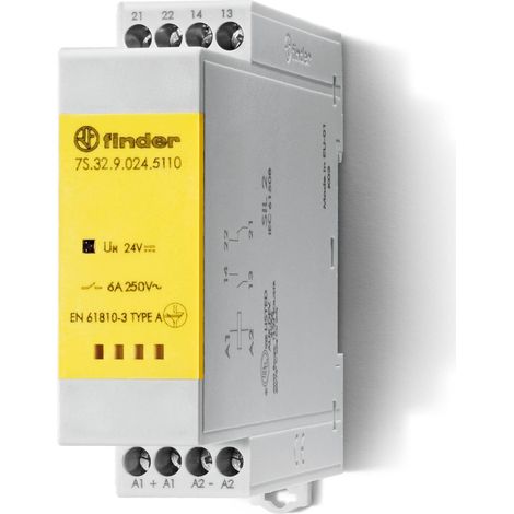 Relais mod contacts guidés 1NO+1NC 6A 24V DC AgNi+Au SIL2 à cage FINDER 7S3290245110PAS