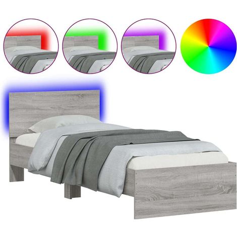 Maison Exclusive - Estructura de cama cabecero luces LED gris Son