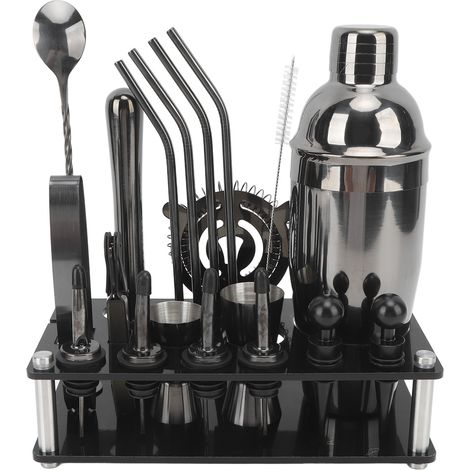 Cocktailshaker-Set, Barzubehör, Edelstahl, Schwarz (1/5)