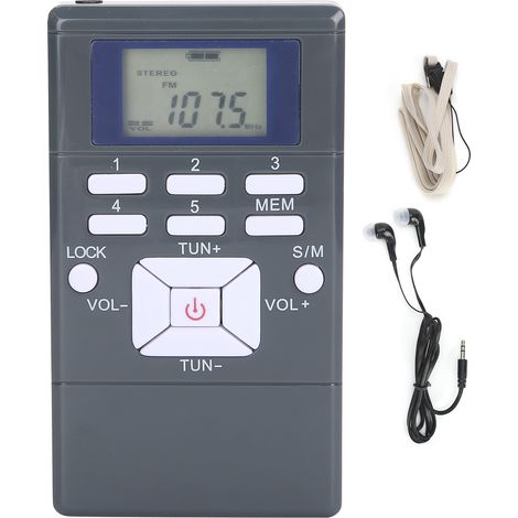 QQT102 Récepteur FM Stéréo Portable Mini Professionnel avec Écran LCD et Casque Gris Foncé (1/5)