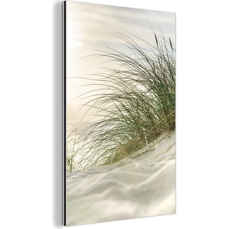 TABLEAU EN MÉTAL Dunes avec herbes de plage sous le soleil du parc national allemand Schleswig-Holsteinisches Wattenmeer. Décoration Chambre 40x60 (1/5)