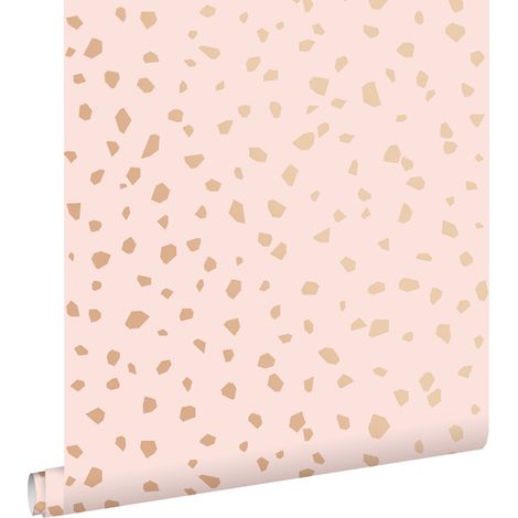 papier peint imitation terrazzo rose clair et or rose - ESTAhome (1/5)