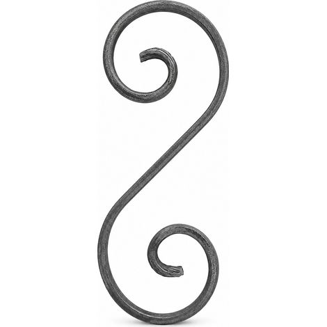 Deco Fer Forge – Volute en S fer forgé à souder – Hauteur 280mm – Largeur 115mm – Plat lisse 14x6mm – Décoration portail et clôture