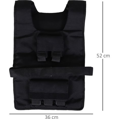 Gilet de poids 20 kg Gilet d’entraînement réglable pour la musculation et la forme physique,matériau Oxford,noir 36 x 52 cm