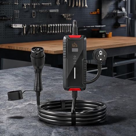Chargeur Voiture Électrique Type 2 16 A Câble 5 m Portable en pC (1/5)