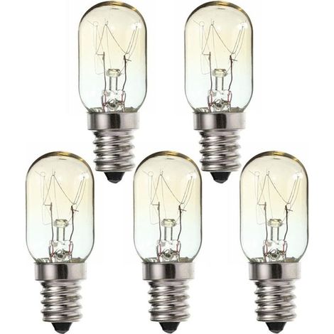 Lot de 5 ampoules à vis E14 15 W 230 V, ampoule chauffante petite vis Edison SES blanc chaud 2700 K, ampoule E14 pour machine à coudre, ampoule de réfrigérateur Pygmy 15 W E14 T20 (1/5)