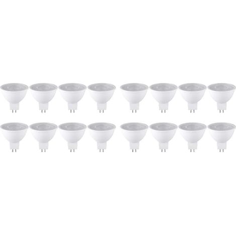Lot de 16 ampoules LED MR16 7W, culot GU5.3, lumière blanche 6000K, 520 lm, compatibles avec les plafonniers et les rails d'éclairage. Usage domestique. WHBYV (1/4)