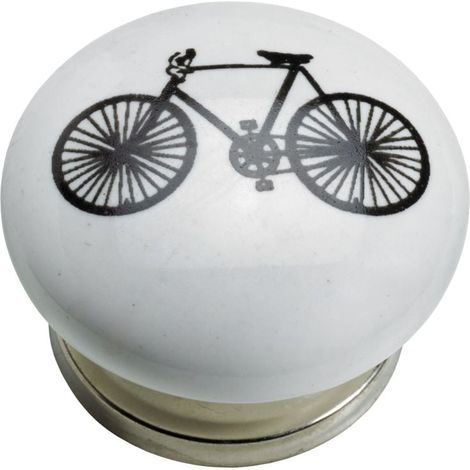 Hettich Möbelknopf Keramik weiß Fahrrad I Ø 40,0 mm - 1 Stück Möbelgriff