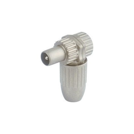 Connettore d'antenna coassiale in metallo. Femminile. Electro DH. Angolato e schermato 10.533/MET 843055209898873