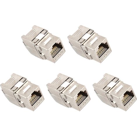 Module de 5 prises réseau RJ45 Cat7 blindées à 360 degrés -- (1/5)
