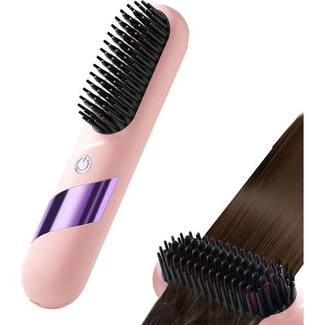 Brosse à cheveux sans fil, chauffe rapidement, USB, rechargeable, portable, écran LED, peigne lisseur électrique, pour les employés de bureau, les étudiants, le salon, la chambre à coucher, les voyage (1/5)