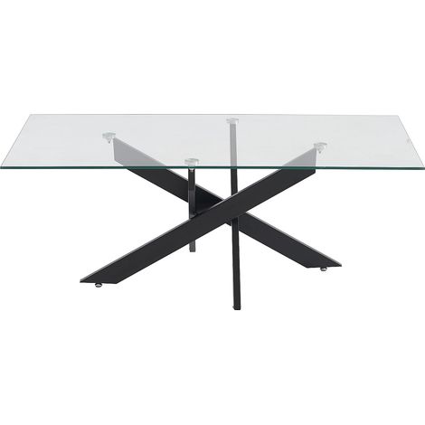 Table basse en verre trempé et métal noir - Transparent - COSIMA (1/4)