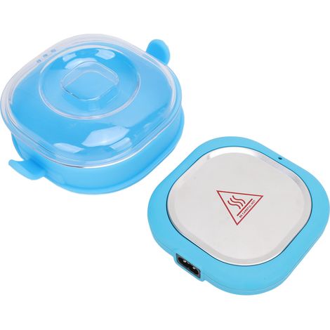 Chauffe-cire chaude avec revêtement en silicone pliable, antiadhésif, orifice de dissipation de la chaleur, appareil anti-brûlure pour l'épilation (bleu). (1/5)