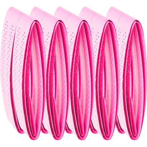 Poignée de badminton perforée antidérapante, bande absorbante rose fluorescente pour une meilleure prise (1/5)