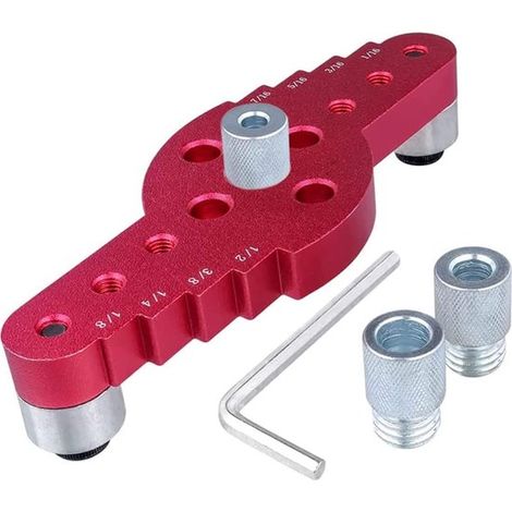 Guía de perforación para madera 2 en 1: plantilla de perforación vertical para espigas, de aluminio, para trabajos de carpintería. (1/4)