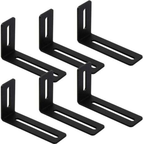6-teiliger Metall-Befestigungswinkel, verstellbare Winkelstütze mit 2 Schlitzen, 90°-Metallwinkelverbinder, L-förmiger Eckwinkel, Befestigungswinkel, schwarzer Metall-Befestigungswinkel