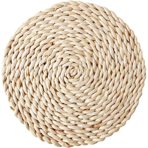 Napperons en Paille Naturels 8 Pcs Rond Épais Protection de Table Isolant Thermique pour Bols et Tasses Décoration Maison Beige Design Simple (1/5)