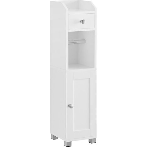 Meuble de rangement pour toilettes colonne 20 x 18 x 76,7 cm pratique pour petits espaces en MDF blanc (1/2)