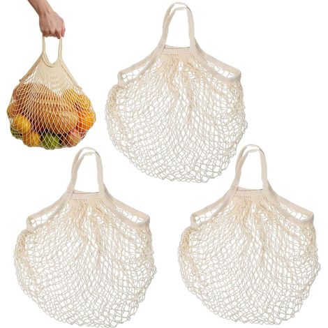 3 Pièces Sacs de Courses et Cabas Pochon Tissu Sac Pliable Sacs à Fruits et Légumes Sacs de Courses Réutilisables en Coton Filets à et Légumes Sans Plastique Lavables pour Un Usage Quotidien (1/5)