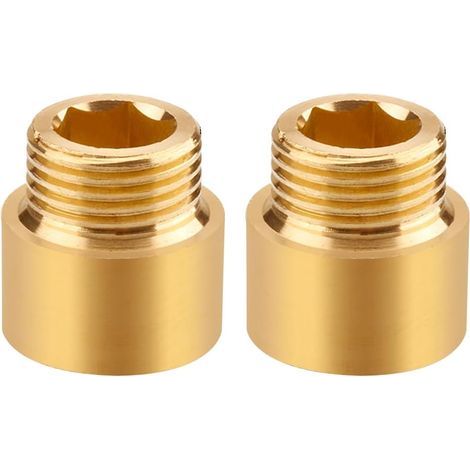 Set mit 2 Wasserhahnverlängerungen – 1/2" x 15 mm – Gewindeverlängerung DN15-1/2" IG x 1/2" AG – 15-mm-Messing-Verlängerungsstück – Anschlussverlängerung für Trinkwasser- und Heizungsinstallationen (1/5)