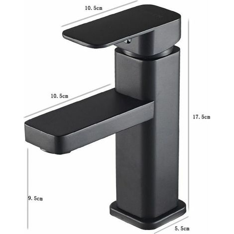 Robinet de salle de bain cascade noir à poignée unique, robinet de lavabo pour camping-car (1/5)