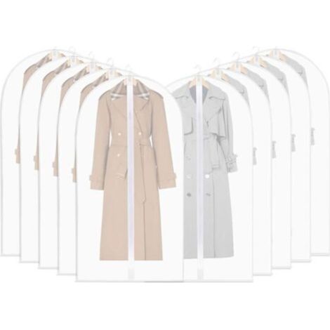 Lot de 10 housses de protection semi-transparentes pour vêtements suspendus, 60 x 120 cm, anti-poussière et anti-humidité (1/5)