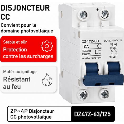 Disjoncteur miniature CC 1P 16A Courbe C DZ47Z-1P-16A DC 250V pour photovoltaïque et coffret solaire dz47z-1p-16a 16 dz47z63 8 × 1,8 × 7,2 cm 200 g – Livraison gratuite (1/5)