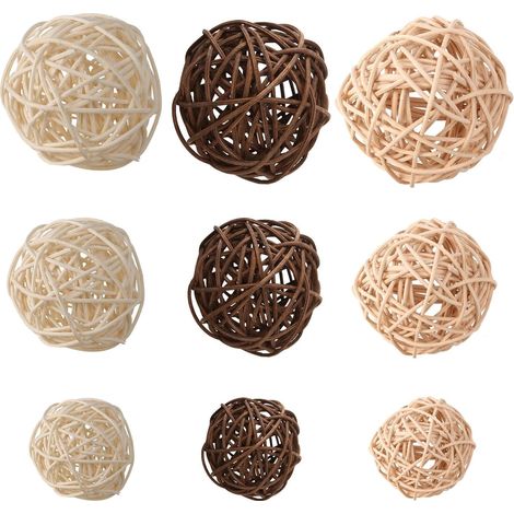 21 Pieces Mixed Set/Lot 3 Colors Rattan Balls Vase Fillers for Christmas Wedding Party Decoration, Assorted Three Sizes (3cm / 5cm / 7cm) (1/5)
