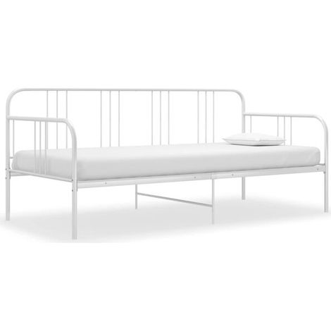 Cadre de canapé-lit en métal blanc (90x200 cm), matelas non inclus. (1/5)