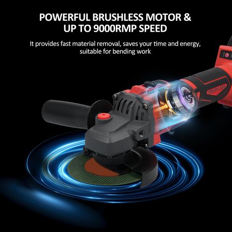 Eosnow Meuleuse d'angle sans fil 21 V 9 000 tr/min, outils de meuleuse à brosses, avec batterie et chargeur de 4,0 Ah, poignée auxiliaire réglable, pour couper, meuler, polir