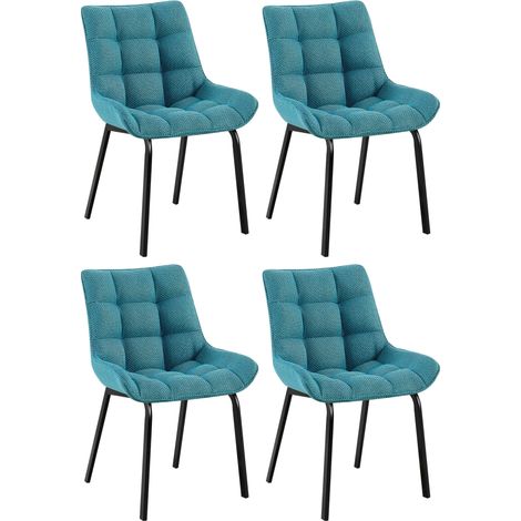 Set da 4 sedie da pranzo Saranda in tessuto Turchese nero