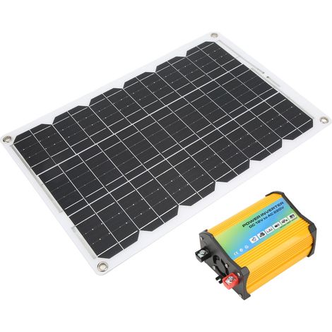 Système d'énergie solaire portable 300 W, onduleur 18 W 18 V, panneau solaire 30 A, kit de contrôleur solaire 12 V/24 V, jaune, 12 V à 220 V (1/5)