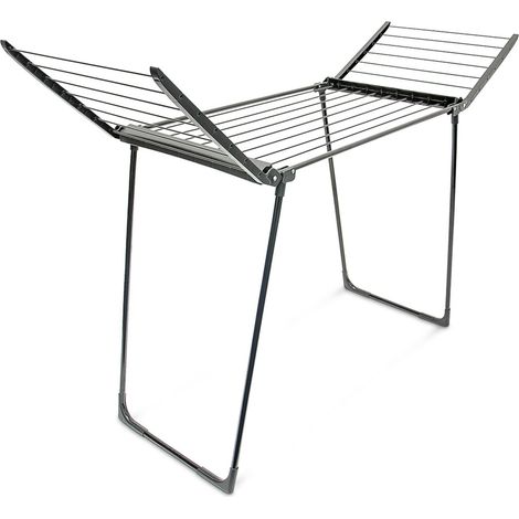 Séchoir à Linge sur Pied HxLxP : env. 104 x 169 x 54,5 cm, Résistant, Pliable, 13 m de Corde à Étendre, Noir (1/5)