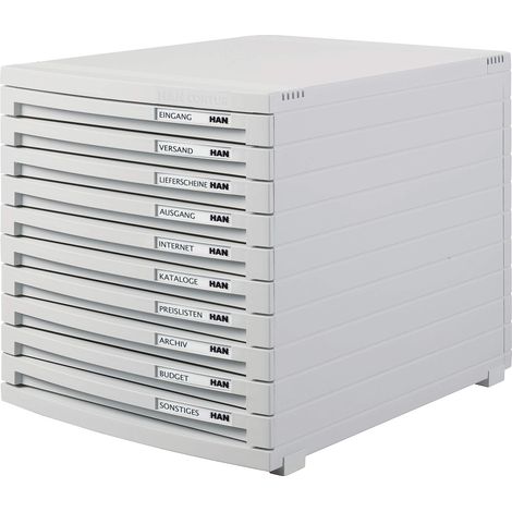HAN CONTUR 1510-11 Cassettiera Grigio luminescente DIN A4, DIN B4, DIN C4 Numero cassetti: 10 (1/5)