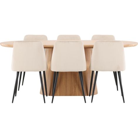 Stjärnö Essgruppe Tisch 90x200cm und 6 Stühle natur, beige.