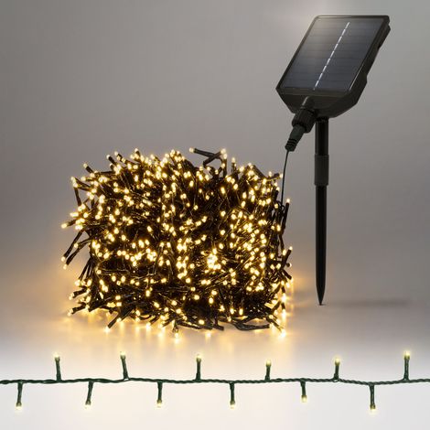 ECD Germany Cadena de Luces de Navidad Solar 16 m para Exterior 800 LED Blanco Cálido, Iluminación Navideña IP44 Resistente a Interperie 13 Modos y Temporizador, Mando a Distancia, Guirnalda luminosa (1/5)