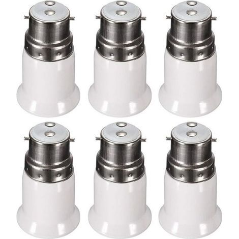 Douille Adaptateur B22 vers E27 pour Ampoule LED, AC 230V, Adaptateurs de Conversion pour Passer de B22 à E27, Douille Baïonnette à Visser, lot de 6 - RWAdaptateur de culot d'ampoule.. (1/4)