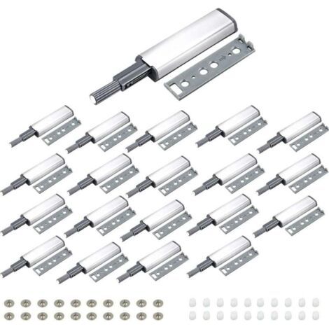 Es verfügt über 20 magnetische Druckknopfverschlüsse, Türdämpfer und Schubladenöffner, mit denen Sie Schranktüren, Schubladentüren, Möbeltüren und Kleiderschranktüren einfach durch Drücken öffnen und  (1/4)