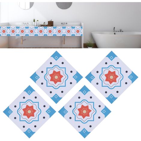 Lot de 4 pièces à vendre : stickers de sol autocollants imitation marbre pour couloirs, papier peint 3D sans résidus, décorations de salle de bain imperméables. (1/5)