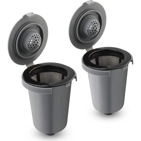 Lot de 2 filtres à café réutilisables, gris – Compatibles universellement (1/5)