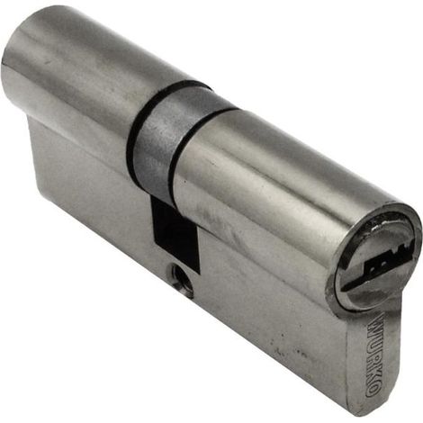 WURKO bombillo perfil 70 mm 35x35 mm niquel 5 ll/puntos , Bombillo seguridad tipo pera, leva largaMedidas: 70mm (35 &4335mm)Niquel brilloIncluye 5 llaves de serguridad. (1/3)