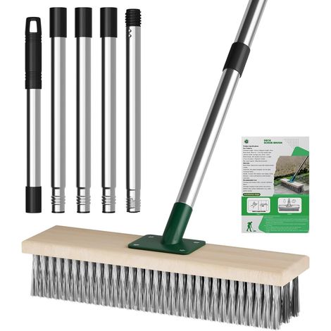 1 Brosse métallique, Poils acier inoxydable, Manche télescopique 144,8 cm, Largeur 30,5 cm, Pour patio terrasse