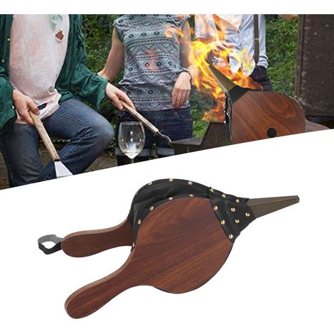 Allume-feu en bois soufflé à la main, souffleur marron style cheminée, souffleur pour barbecue et camping en extérieur (1/5)